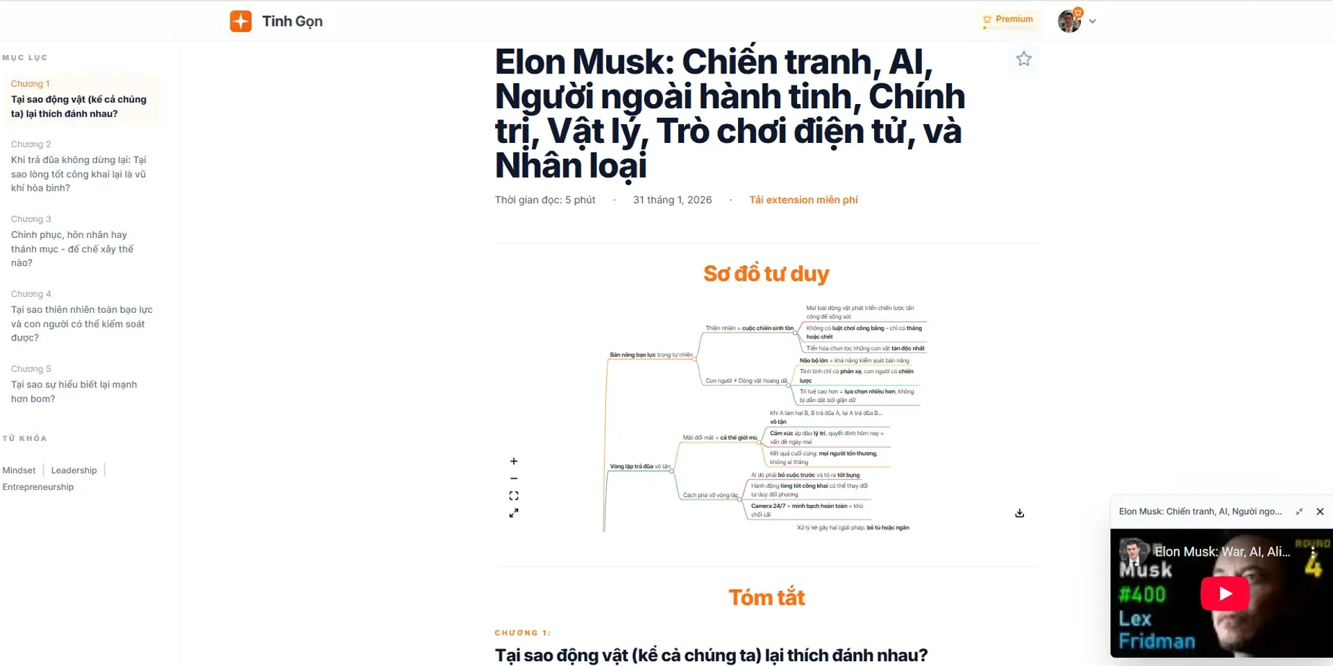 Giao diện tóm tắt video